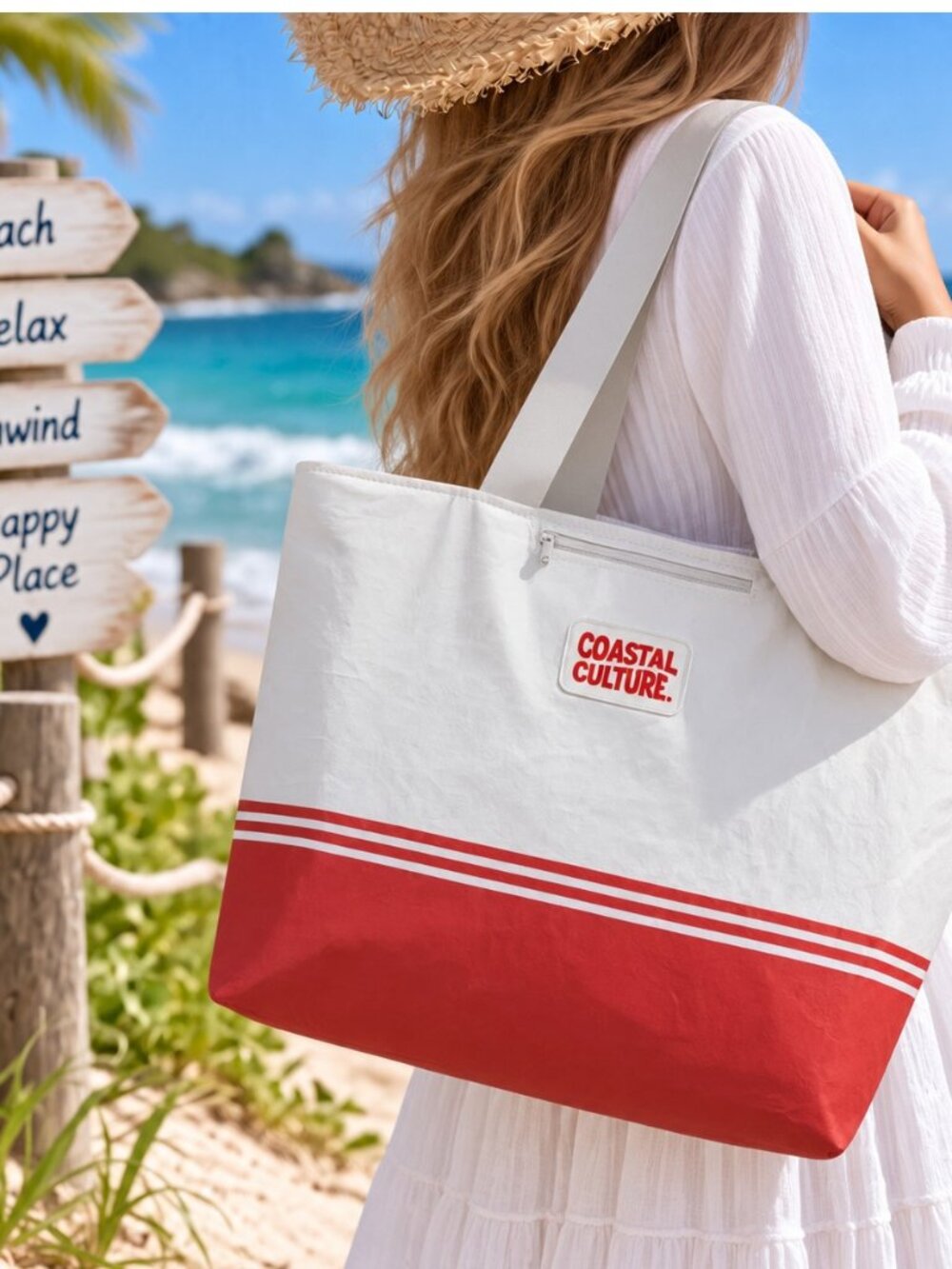 Coastal Culture Everyday Tote Bag Pineapple Beach Pool Travel Zipper XL